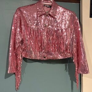 Pink Sequin Fringe Jacket